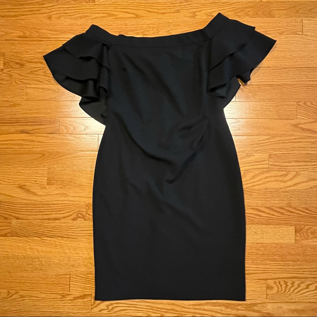 Ralph Lauren Ruffled Off-Shoulder Crepe Dress